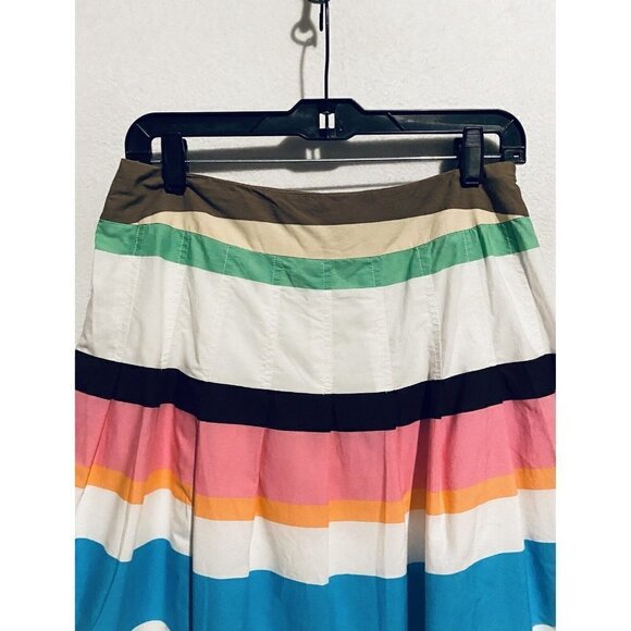 Talbots Skirt Womens 8 Multicolor Striped A Line Full Mini Pleated Lined Boho - Picture 2 of 6
